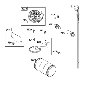Lubrication Group Diagram and Parts List for 543477-3301-J1 400000 - 699999 Briggs and Stratton Engine